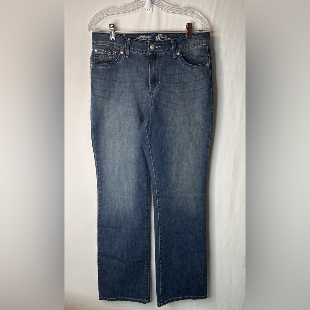 Style & Co Premium Curvy Fit Boot Cut Rhinestone Jeans Pants Size 10